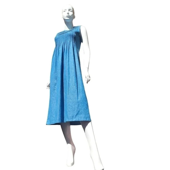 Neiman Marcus Denim Maxi Dress Size 6 - Picture 2 of 11